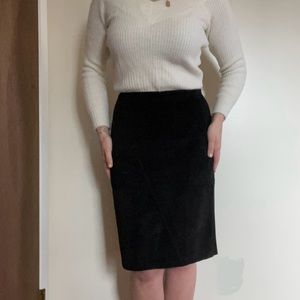 Kate Hill Black Suede Skirt 100% Leather